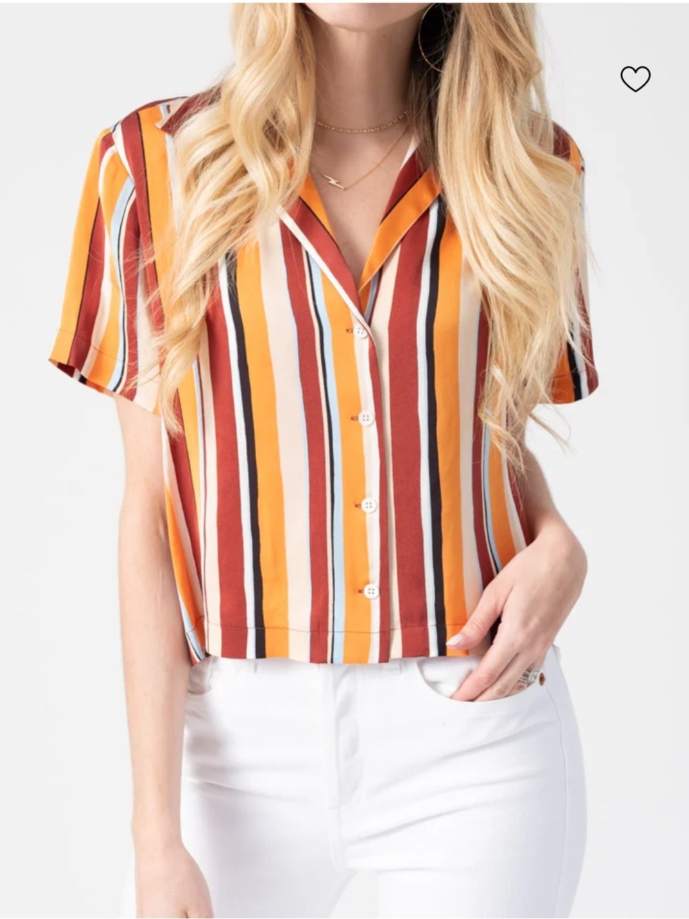 FRAME Mini Short Sleeve Shirt in Sunrise Multi